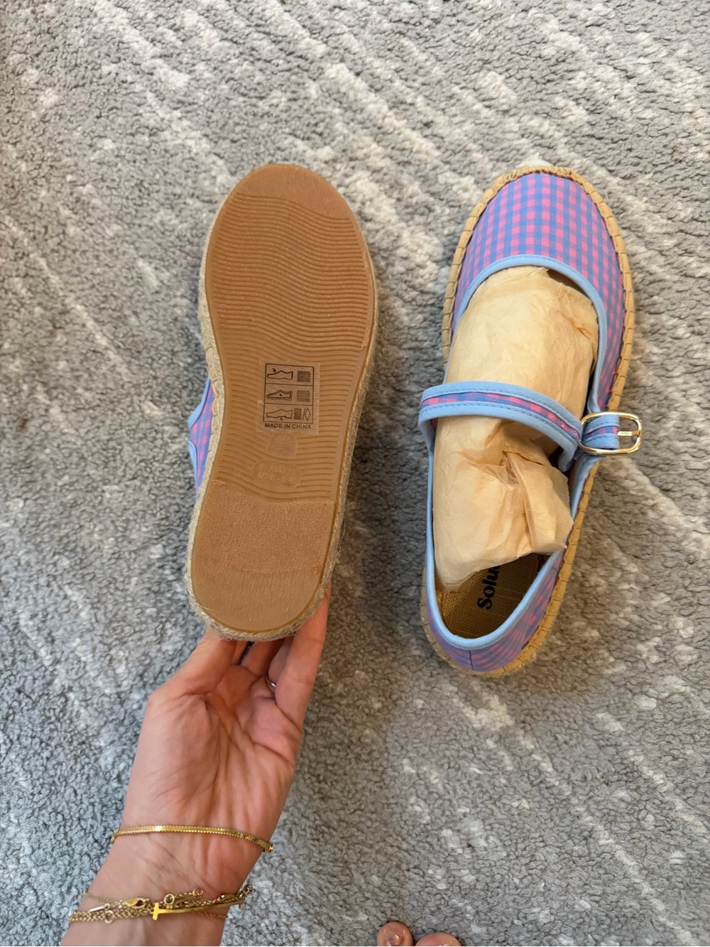 Soludos Pink and Blue Check Mary Jane Espadrilles - Picture 3 of 3